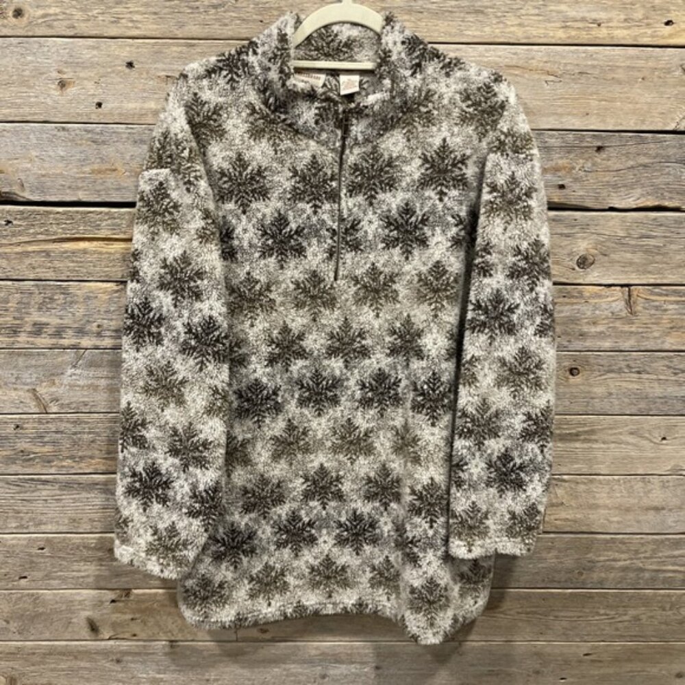 Crossroads Women's Multicolor Snowflake 1/4 Zip Pullover Sherpa Sweatshirt USA